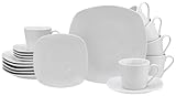 CreaTable, 19510, Serie Amelie weiß, 18-teiliges Geschirrset, Kaffeeservice aus Porzellan, spülmaschinen- und mikrowellengeeignet, Qualitätsproduktion