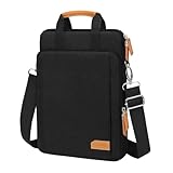 MOSISO 360 Schützend Laptoptasche, 15,6 Zoll Vertikal Computer Tasche Kompatibel mit MacBook Pro 16 Zoll, HP, Dell, Lenovo, Asus Notebook mit Schultergurt & Erhöhte & Vertikal Fronttaschen, Schwarz