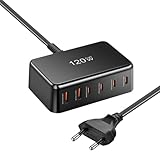 demaxiyad Schnellladegerät, tragbares Ladegerät für Telefone, 120 W, 6 Anschlüsse, Schnellladung für Nutzer von Mobiltelefonen, die von Tech Fotografen, Studenten, Reisenden