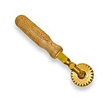 La Gondola Teigrädchen - Gewelltes Rad | Nudelwerkzeug für Zuhause und gewerbliche Küche | Messing & Naturholz | Sicheres & Einfach zu verwenden | Hausgemachten Ravioli Teigschneider Made in Italy