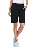 MOVE BEYOND Damen Bermuda Shorts 3 Taschen Sport Yoga Fitnessstudio Kurze Hose mit Kordelzug Lounge Schlafshorts, Schwarz, XL