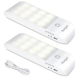 Suright LED Nachtlicht mit Bewegungsmelder, 2 Stück Aufladbar USB, Nachtlampe mit 3 Modi (AUTO/EIN/AUS), Nachtlicht Kinder 4000K Warmweiß Nacht Lampe für Schlafzimme, Badezimmer, Gang, Treppe, Küche