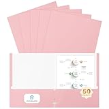 510U Ordner mit zwei Taschen, 21,6 x 27,9 cm, mit Taschen, langlebig, für Schule und Büro, Rosa, 50 Stück