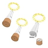 OUSMIN USB-Korken-Lichterkette, warmweiße LED-Drahtlichter, batteriebetriebene Weinflasche für Dekoration, Weihnachten, 4 Stück