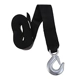 HEALEEP Anhängergurt Bootswindengurt Mit Haken Sicherung Der Verzurrung Marine-windenriemen Anhängerzubehör Anhängerwindengurt Mit Haken Windenseil Black Polyester