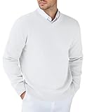 COOFANDY Herren Strickpullover V-Ausschnitt Winterpullover V Neck Business Pullover Herren Regular Fit Strickpulli Weiß XL