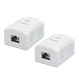FGB 2x Cat6A Netzwerkdose Aufputz 1 Port RJ45 Buchse Geschirmt Aufputz Montage 10 Gbit/s Ethernet Netzwerk LAN Dose Für Verschiedenste Anwendungsbereiche Weiß