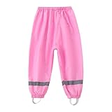 Dioshark Kinder Regenhose Buddelhose Mädchen Matschhose Wasserdicht Regenlatzhose Pink mit Reflektor Sommer Dünn Ungefüttert Ohne Träger Atmungsaktive Leichte Outdoor Klettern für Alter 6-7 Jahre