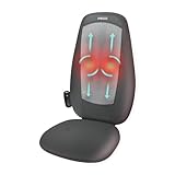Homedics Shiatsu Massagesitzauflage für Rücken, Schultern, verstellbares Rückenmassagegerät mit Wärmefunktion, Vibrationsfunktion, löst Muskelverspannungen mit 3 verschiedenen Massagearten, Schwarz