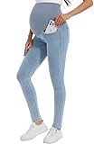 PACBREEZE Damen Umstandsjeans über dem Bauch Skinny Stretchy Denim Pants Bequeme Slim Schwangerschaftshose, 04: hellblau2, M