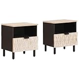 MOBCANT Nachttisch mit Schublade, moderner Mangoholz Weiß, für Schlafzimmer und Wohnzimmer, 40 x 33 x 46 cm