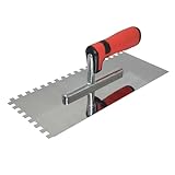 ZCHYTOOL Zahnglättekelle 8x8 mm Edelstahl Gezahnt Glättekelle 300 x 130 mm Zahnkelle mit Softgriff Rostfreie Glättekelle mit Zahnung 8 mm
