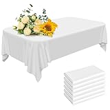 6 Stück Weiß Einweg Tischdecken, Wasserfest Ölbeständige Tischdecke, 137 x 274 cm Rechteckige Tischabdeckung, Kunststoff Schmutzabweisende Tischdecke für Geburtstag Hochzeit Party Weihnachten Picknick