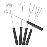 VANZACK 5 Stück Teiliges Edelstahl Schokoladen-gabelset mit Zwei Drei Zinken Spirale und Rundem Design Langlebig Vielseitig für Bbq DIY Schokolade Obst und Süßigkeiten Praktisches