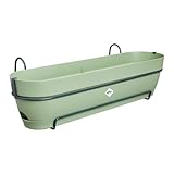 elho Vibia Campana Balkonkasten Allin1 70 mit Wasserreservoir - Übertopf für Balkon - 100% recyceltem Plastik - Ø 70.4 x H 17.7 cm - Grün/Pistazien Grün