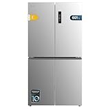 Cecotec Amerikanischer Kühlschrank No Frost 4 Türen Inox 601 L Bolero CoolMarket 4D 601 Inox E. Klasse E, Inox 4-Türen Kühlschrank, NoFrost, Inverter-Motor und Fast Cooling Funktione