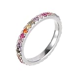 DIKACA Weißgold plattierter Paarring mit Edelstein Kreativer Versprechensring für Damen und Herren Eleganter Schmuck für Alltag und Festlichkeiten Feine Verarbeitung Modisches Accessoire