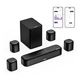 ULTIMEA 7.1ch Soundbar mit Dolby Atmos, 3D Surround Sound System für Heimkino mit 4 Surround Lautsprechern, App, Home Theater Soundsystem, TV Soundbar mit Subwoofer, HDMI eARC, Bluetooth 5.3, Aura A60
