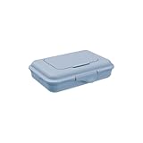 Rotho Babydesign Feuchttücherbox Blau 0.45L – Aufbewahrungsbox für Feuchttücher, Babytücher, Reinigungstücher – Nachfüllbarer, luftdichter Feuchttuchspender – Tücherbox Baby & Haushalt