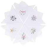 6 Pcs umen Stickereien florales Spitzen-Taschentuch Taschentücher Baumwolle Baumwolle Damen mit Vintage Blumen Taschentuch für Hochzeitsfeier Ein tolles Geschenk zum Muttertag zu Weihnachten
