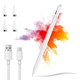 Stylus Pen, Digital und Smart, Tablet Pencil für Touchscreens, Kompatibel mit iPhone/Samsung/Huawei/Lenovo/Android Smartphone & Tablet, Magnetischer Stift Wiederaufladbarer Tablet Schreibstift-Weiß