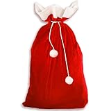 Weihnachtssack, XXL Nikolaussack Weihnachtsmann Sack Santa Sack Geschenkesack Weihnachtsmannsack für Geschenke Rot und Weiss (70 x 110 cm)
