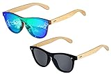 UrbanSky Shield-Sonnenbrille Greg - 2er - Pack Sonnenbrillen Damen und Herren - verspiegelt - mit Holzbügeln (Cool)