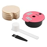 Gettimore Wiederverwendbare Kaffeekapsel mit 60 ml/180 ml Silikondeckel, Löffel und Bürste für Bosch Tassimo Maschine