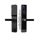 Video-Türsprechanlage TUYA Kamera WIFI Diebstahlsicherung Türschloss Gartentor Elektronikschloss Digital Smart Lock mit Fingerabdruckleser (30 388 Runder Haken)