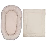 MamaLoes Teddy Boucle Natur Wendes Babynest & Wendes Laufgittereinlage