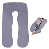 MEGYAD Schwangerschaftskissenbezug U-Förmiger Kissenbezug: Abnehmbarer Seitenschläferkissen Bezug, Ersatzbezug für Stillkissen Pregnancy Komfortkissen, Maschinenwaschbar, 140 X 80 cm (Grau)