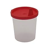 Urinbecher Premium Rot 100 Stück | 125 ml Fassungsvermögen bis 125 ml graduiert | auslaufsicherer und gefriertauglicher Urinprobenbecher mit Schnappdeckel | mattiertes Schriftfeld auf dem Becher