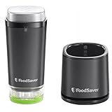 FoodSaver kabelloser Handvakuumierer zum Versiegeln von Lebensmitteln mit Ladestation | Mini Vakuumiergerät mit 1 Behälter zum Einmachen und Marinieren und 5 Frischhalte-Vakuumierbeuteln [VS1199X]