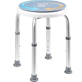Duschhocker Rund-Badhocker 360° Duschsitz Drehbarer Duschstuhl, Höhenverstellbar 36-52cm, Anti-Rutsch-Gummifüße, Duschhilfe Badsitz, für Senioren Shower Seat belastbar bis 136kg (300 Pfund)