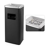 BEAMNOVA Mülleimer für drinnen und draußen, Edelstahl, kommerzielle Mülltonne, industrielle Mülltrennung, Innenschrank mit Deckel, Abfallbehälter, Farbe: Schwarz, 30 x 25 x 68 cm