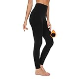SIMIYA Thermo Leggings Damen GefüTtert - High Waist Thermohose Damen Bequeme Winter Thermoleggins Weich und Atmungsaktiv Lange Unterhose für Damen(Schwarz,S-M)