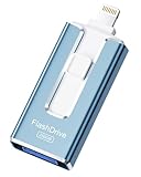 SUDEHO USB Stick 256GB für iPhone, MFi Zertifizierter Lightning Speicherstick Stabile Datentransfer, 4-in-1 Flash Laufwerk für iPhone/iPad/Android/PC, Mit einem klick Daten kopieren, Aschblau