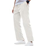 Cordhose Herren Weites Bein Cord Hose Lang Baggy Freizeithose Gerade Fit Casual Sporthose Winter Herbst Hosen Weiß S