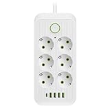 NKBSDKM Mehrfachsteckdose 6AC AC100-250V Steckdosen Verlängerungskabel 2500W Steckdose Elektrische Steckdose mit EU-Stecker für Zuhause, Einfach zu Bedienen, Langlebig, Feine Verarbeitung