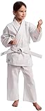 IPPONGEAR Club 2 Karate Gi Set Einsteiger Karateanzug Kinder Anzug inkl weißem Gürtel (Größe 100, Schnürbund, 220gr/m² (8 oz) Stoffdichte) weiß