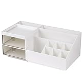 URAQT Make Up Organizer, Kosmetik Organizer mit 2 Schubladen und 10 Fächern, Makeup Organizer Schminke und Skincare Kosmetik Aufbewahrung, Schminktisch Organizer für Schminktisch Bad und Schlafzimmer