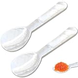 2 Stück Perlmutt Löffel Kaviarlöffel, The Taste Löffel Eierlöffel Perlmutt Muschellöffel Perlmutt Kaviarlöffel Mit Rundem Griff für Kaviar, Ei, Eis, Kaffee, Restaurant Servieren, Perlmutt Löffel 9cm