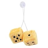 ShawFly Car Hanging Furry Dice, Paar hängende Paare Auto Anhänger mit Punkten für Auto Innenschmuck Dekoration, Innenwand, Kühlschrank Oberfläche ， Mehrere Farben zur Auswahl (Gelb)
