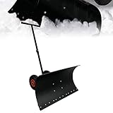 YARDIN Schneeschaufel mit Rädern Schneeschieber Lawinenschaufel Snow Shovel mit Kunststoffblatt und Griff, 5-Fach Höhenverstellbar, 74cm Extra-Breiten, Schwarz