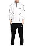 JIZYO Junge Trainingsanzug Sport Set Jogginganzug Mit Reißverschluss Und Joggerhose Lässig Casual Herbst Sportanzug Weiß 134-140