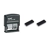 Trodat Printy 4817 Wortbanddrehstempel, Datum plus 12 Texte, Abdruck schwarz, 47 x 4 mm & Ersatzkissen 6/4817 für Printy 4917, 4813, 4817, 4812 und 48313 – Stempelfarbe schwarz, 2er-Pack, 694651