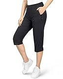 33,000ft Damen 3/4 Hose Capri Wanderhose Stretch Leichte Radhose Taschen Sommer Outdoor Golf Hose Schwarz 40