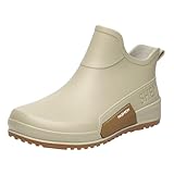 Regenschuhe Unisex-Erwachsene Gummistiefel Wasserdicht Mit Blockabsatz Rutschfeste Stiefel Gartenschuhe Anti-Rutsch Knöchel Gummi Stiefel Stiefeletten Mit Komfort Einlegesohle Mode Außenbereich