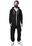 Urban Classics Herren Sweat Jumpsuit Overall, Black/White, 4XL