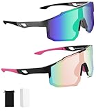 FAOKZE 2 Stück Polarisiert Fahrradbrille,Fahrradbrille Winddicht,Radfahrer Brille für Herren Damen,UV400 Schutz,für Radfahren,Motorradfahren,Laufen,Skifahren,Baseball,Bergsteigen,Angeln etc.